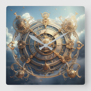 Steampunk Celestial Wall Clock Fyrkantig Klocka