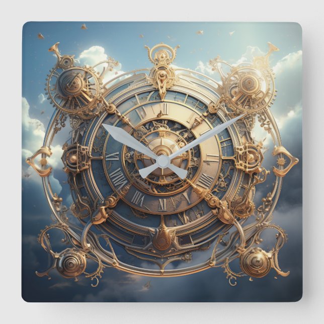 Steampunk Celestial Wall Clock Fyrkantig Klocka (Framsida)