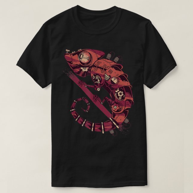 Steampunk chameleon  Gothic tees T Shirt (Design framsida)