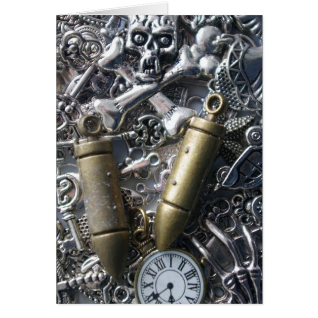 Steampunk charms hälsningskort (Framsidan)