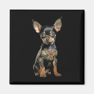 Steampunk Chihuahua Bläck Tat Art Tattoo Artist Pu Magnet