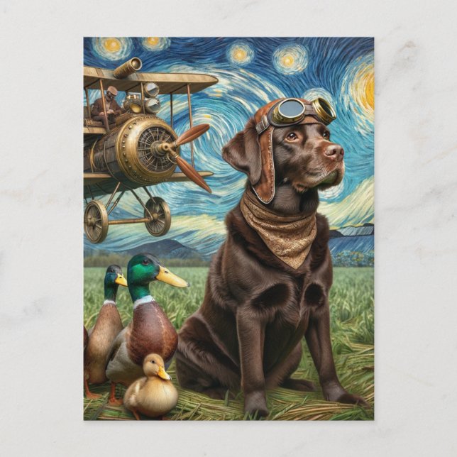 Steampunk Choklad Lab Van Gogh Vykort (Framsida)