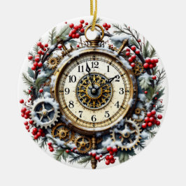 Steampunk Christmas Clock - Victorian Ornament