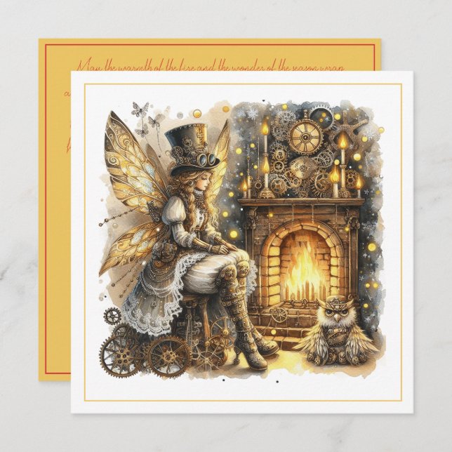 Steampunk Christmas – Fairy by the Fireplace  (Fram/baksida)