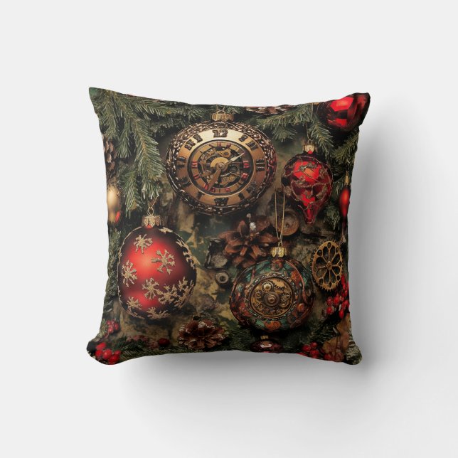 Steampunk Christmas Throw Pillow Kudde (Framsida)