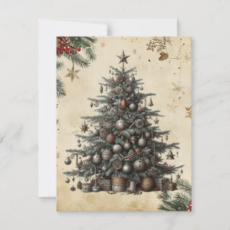 Steampunk Christmas Tree Greeting Card Julkort