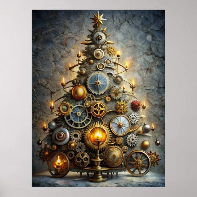Steampunk Christmas Tree Poster (Framsidan)