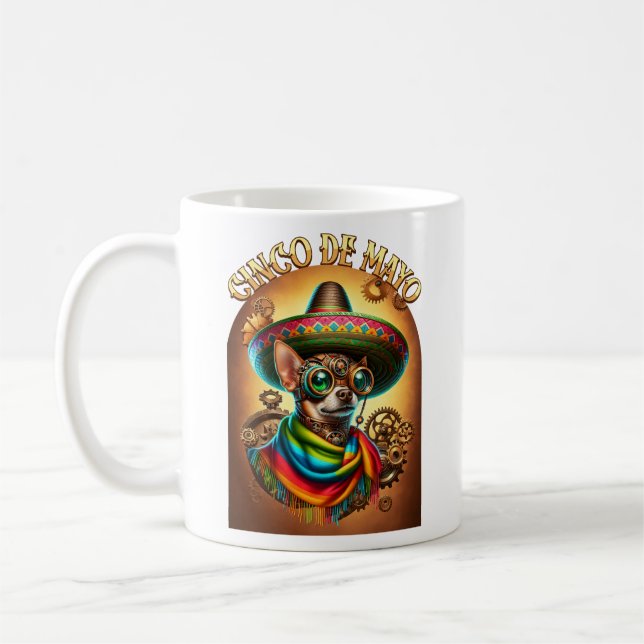 Steampunk Cinco de Mayo Chihuahua Kaffemugg (Vänster)