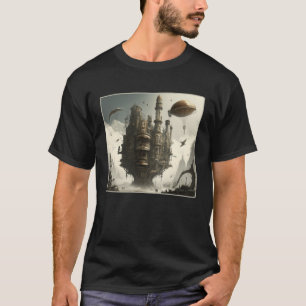 Steampunk City Artwork Retro Scifi Mechanical Gear T Shirt