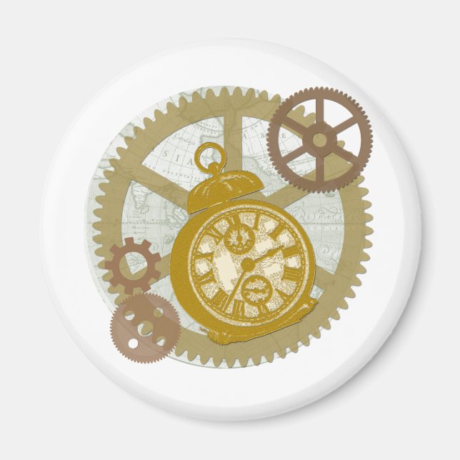 Steampunk Clock and Gears Magnet (Framsidan)