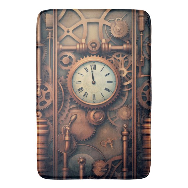 Steampunk Clock Bath Mat Badrumsmatta (Framsidan (Vertikal))