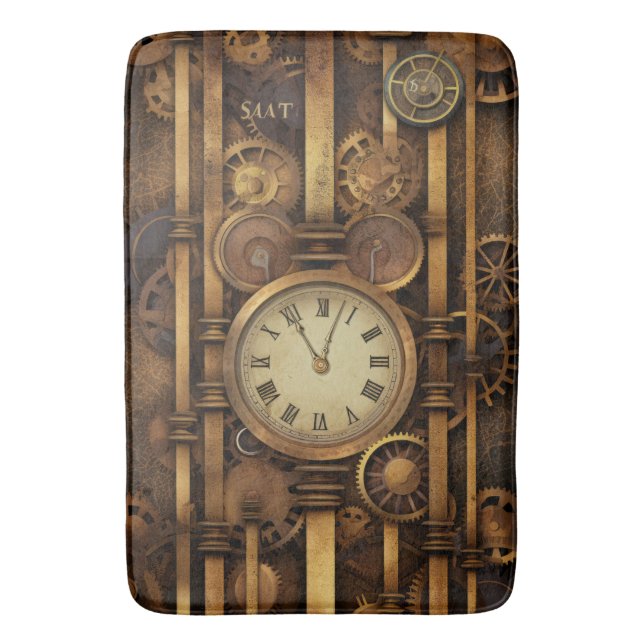 Steampunk Clock Bath Mat Badrumsmatta (Framsidan (Vertikal))