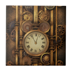 Steampunk Clock Ceramic Tile Kakelplatta
