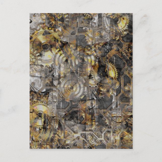 Steampunk Clock Gears Vykort (Framsida)