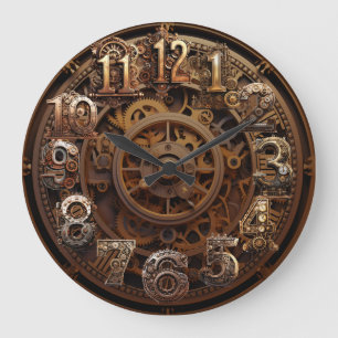 Steampunk Clock (koppar) Stor Klocka