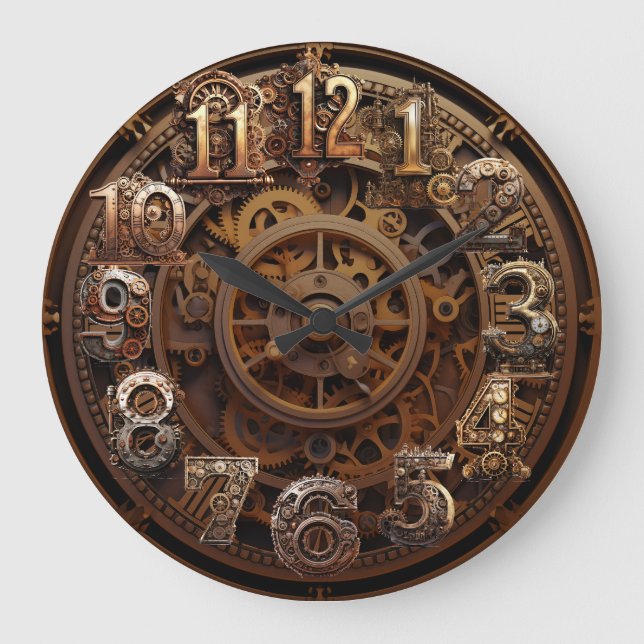 Steampunk Clock (koppar) Stor Klocka (Framsida)