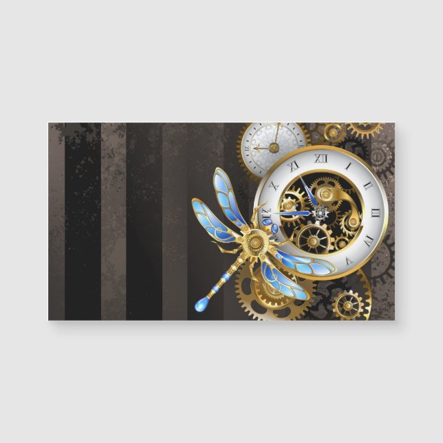 Steampunk Clock med mekanisk Dragonfly (Framsida)