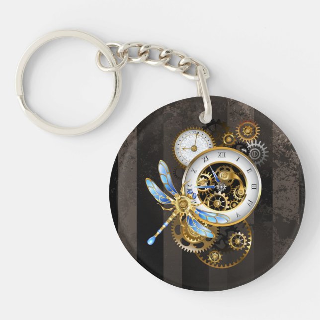 Steampunk Clock med mekanisk Dragonfly (Framsidan)