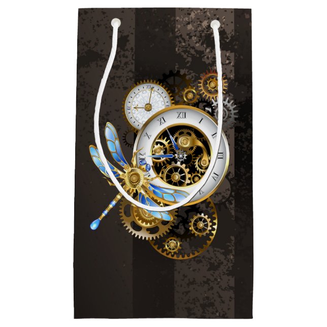 Steampunk Clock med mekanisk Dragonfly (Framsidan)