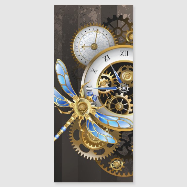 Steampunk Clock med mekanisk Dragonfly (Framsida)