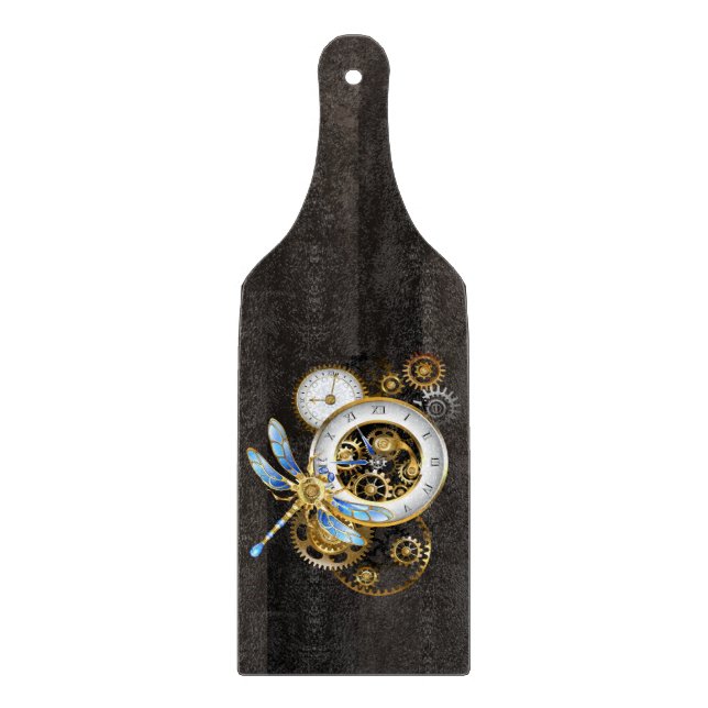 Steampunk Clock med mekanisk Dragonfly (Framsidan)
