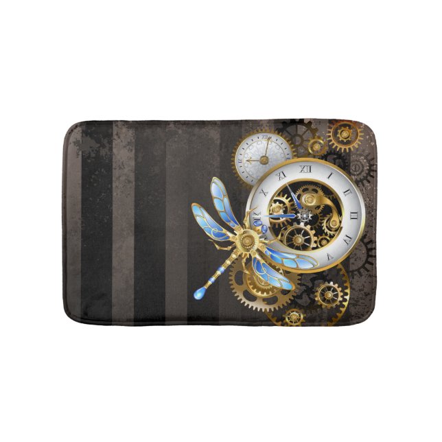 Steampunk Clock med mekanisk Dragonfly Badrumsmatta (Framsidan)