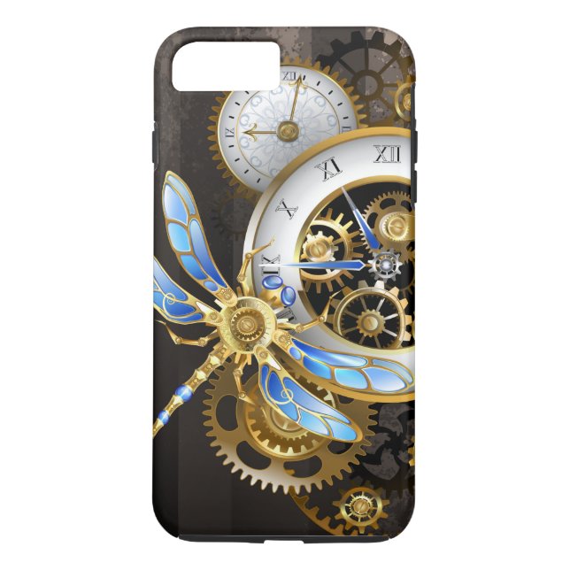 Steampunk Clock med mekanisk Dragonfly Case-Mate iPhone Skal (Baksida)