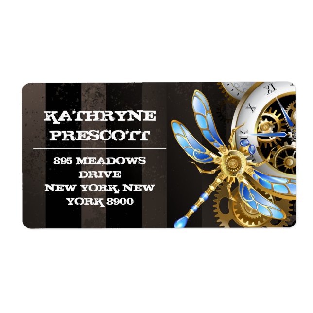 Steampunk Clock med mekanisk Dragonfly Fraktsedel (Framsidan)