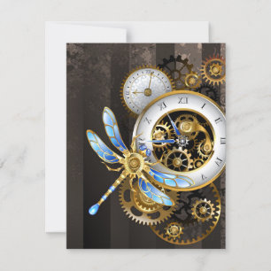 Steampunk Clock med mekanisk Dragonfly Inbjudningar