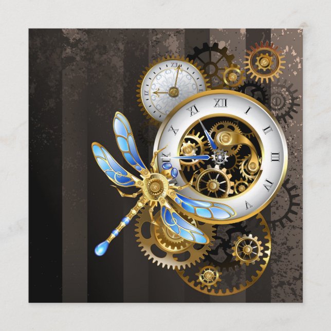 Steampunk Clock med mekanisk Dragonfly Program (Framsida)