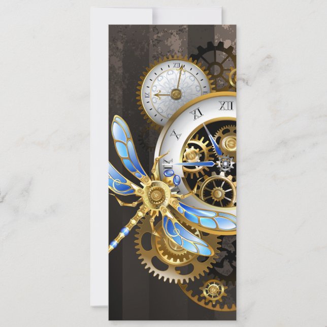 Steampunk Clock med mekanisk Dragonfly Spara Datumet (Framsida)