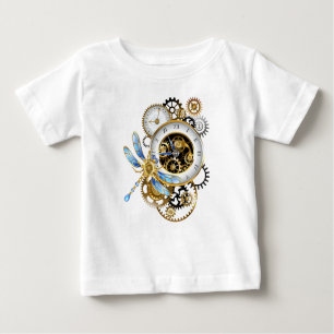 Steampunk Clock med mekanisk Dragonfly T Shirt