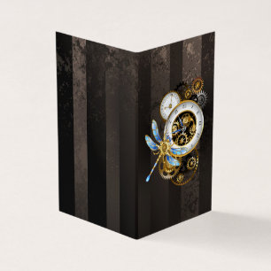Steampunk Clock med mekanisk Dragonfly Visitkort