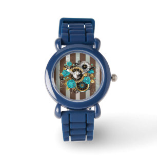 Steampunk Clock och Turcouise Ro på Stripe Armbandsur