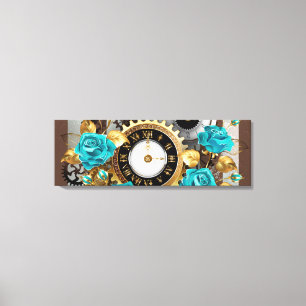 Steampunk Clock och Turcouise Ro på Stripe Canvastryck