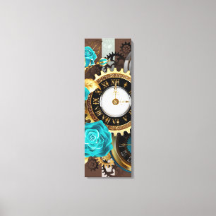 Steampunk Clock och Turcouise Ro på Stripe Canvastryck