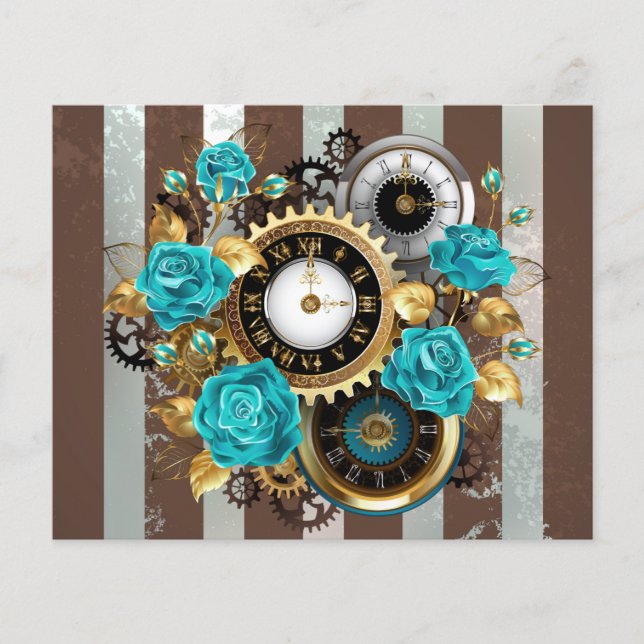 Steampunk Clock och Turcouise Ro på Stripe Flygblad (Framsidan)