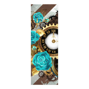 Steampunk Clock och Turcouise Ro på Stripe Fototryck