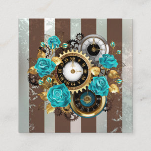 Steampunk Clock och Turcouise Ro på Stripe Rabattkort