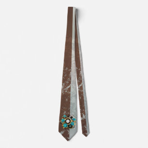 Steampunk Clock och Turcouise Ro på Stripe Slips