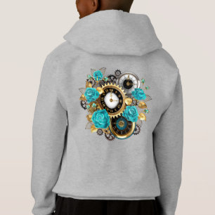 Steampunk Clock och Turcouise Ro på Stripe T Shirt