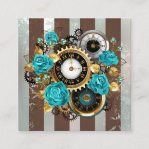 Steampunk Clock och Turcouise Ro på Stripe Tilläggskort