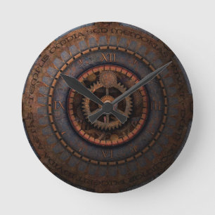 Steampunk Clock Time Metall Gears Rund Klocka