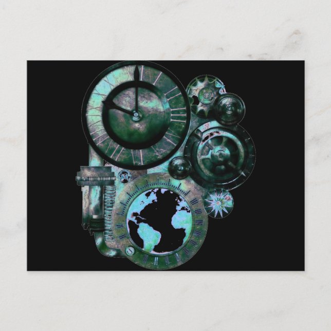Steampunk Clock Vykort (Framsida)