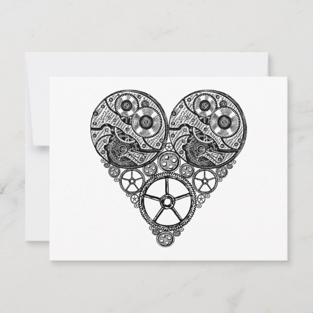 Steampunk Clock Works och Gear Heart Engagerat (Framsida)