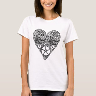 Steampunk Clock Works och Gear Heart Tee Shirt