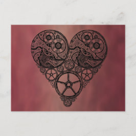 Steampunk Clock Works och Gear Heart Vykort