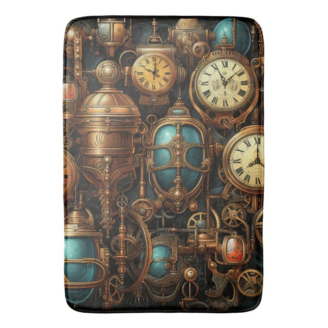 Steampunk Clocks Bath Mat Badrumsmatta (Framsidan (Vertikal))