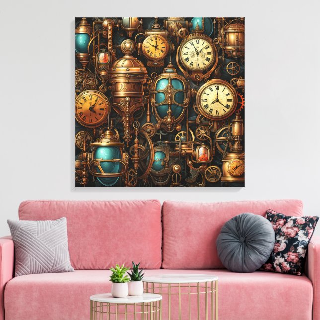 Steampunk Clocks Canvas Art (Insitu (Vardagsrum))