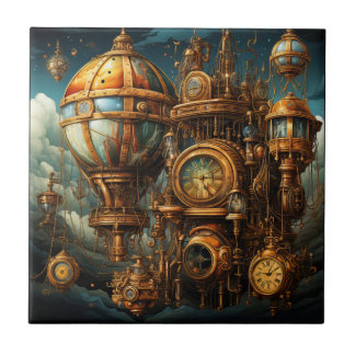 Steampunk Clocks Ceramic Tile Kakelplatta